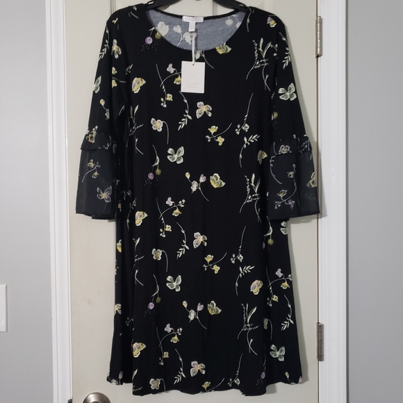 LC Lauren Conrad Dresses & Skirts - LC Lauren Conrad Black Floral Dress Size L NWT